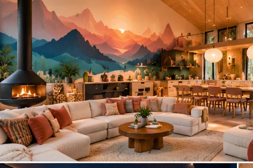 Conceptual themed boutique rental interior